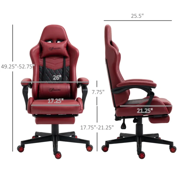 Adjustable High Back Gaming Chair Racing Office Recliner W/ Footrest, Pillow - Image 3