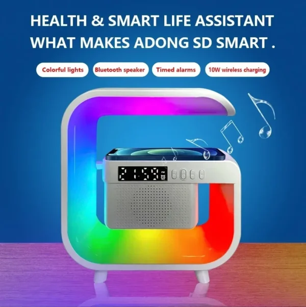 Multifunction Wireless Charger Stand Bluetooth 5.0 Speaker FM TF RGB Night Light Fast Charging Station for iPhone Samsung Xiaomi - Image 10