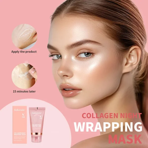 Lakerain Collagen Night Wrapping Mask Elasticity Hydration Care Reduces Sagging & Dullness Hydrolyzed Collagen For Glowing Skin - Image 8