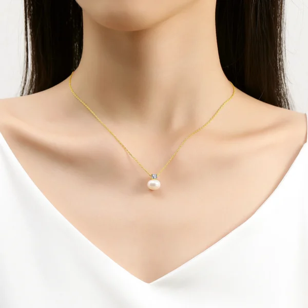100% Real 18K Gold Pearl Necklace With Moissanite Stone Luxury AU750 K Gold Pendant Wedding Jewelry Gift With Certificate 2024 - Image 5