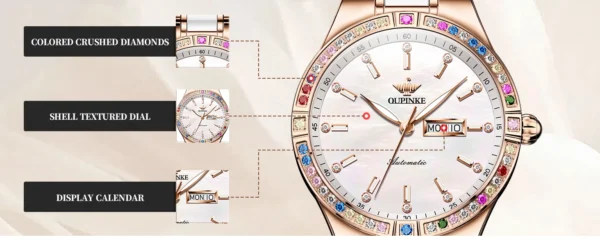 OUPINKE Women's Watches Imported Automatic Mechanical Watch Movement Luxury Top Brand Wrist watch for Ladies 2024 Trend - Image 13