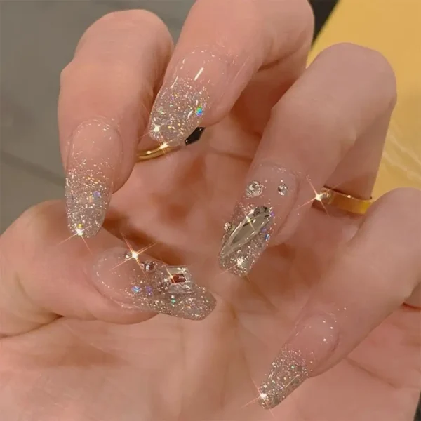 24pcs Gradient Fake Nails French Ballerina Nail Waterproof Faux Medium Coffin false nails Fingernails Press on Nails Tips - Image 8