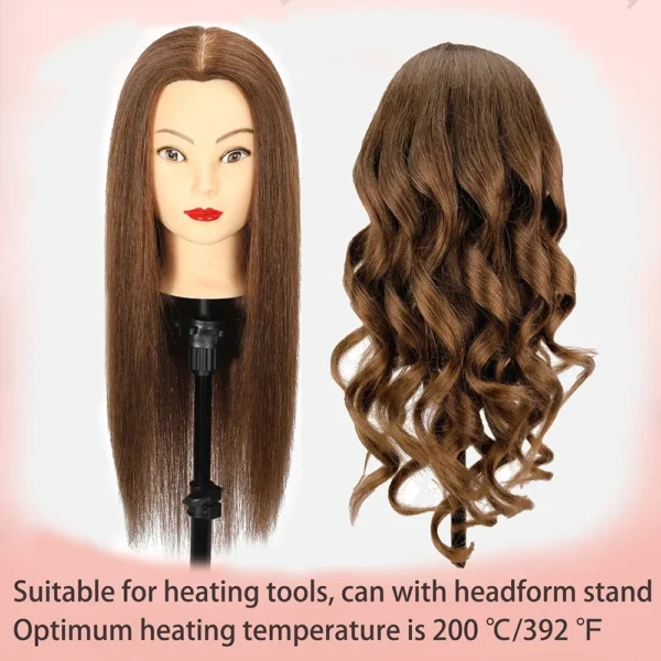 100% Real Human Hair Doll Head For Hairstyle Professional Training Head Kit Mannequin Head Styling To Practice Hot Curl Iron St - Image 13