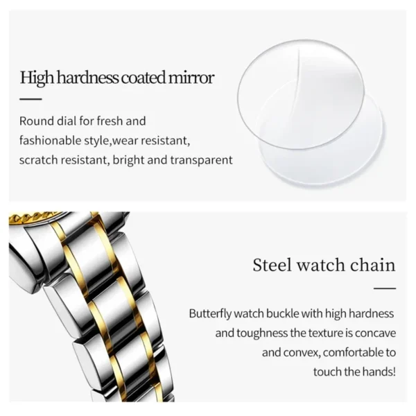 Olevs 7003 fashion mechanical watch round-dial stainless steel watchband wristwatch calendar luminous watch Man - Image 5