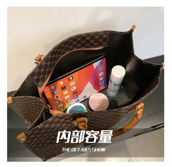 Large-capacity women's bags in Europe and the United States retro shoulder bag classic letters PU commuter handbags women - Image 32