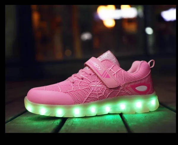 Kids Sneakers Light Up Skateboarding Shoes Fashion Spider Web Flat Walking Sports Shoes LED USB Charging Flashing Casual Shoes - Image 36