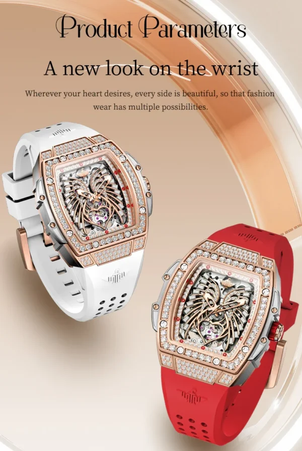 OUPINKE 3225 Top Brand Skeleton Mechanical Watch For Women Diamond Luxury Deep Waterproof Wristwatch Big Dial Fashion Watches - Image 26
