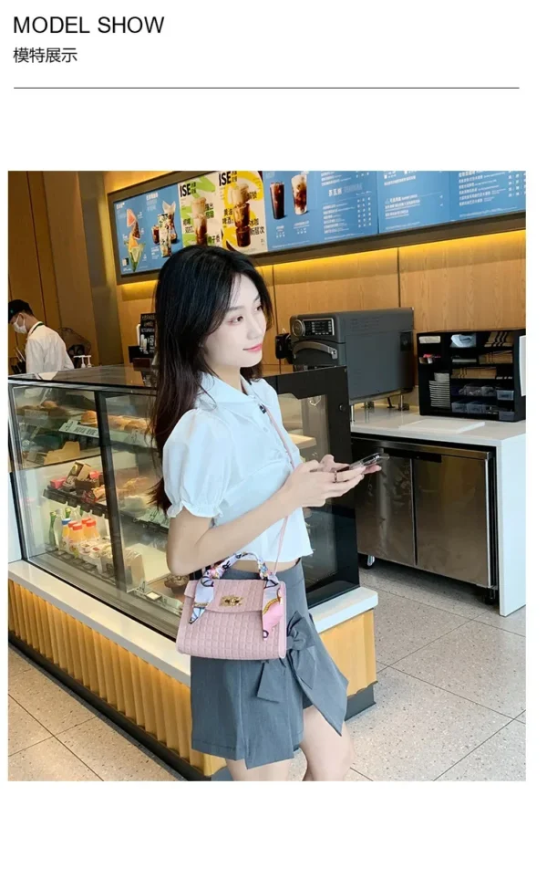 Women's Bag New Fashion Simple Plaid Embossed Crossbody Scarf Small Square Bag Single Shoulder Bag designer bags - Image 18