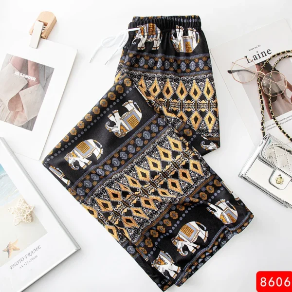Women Wide Leg Pants High Waist Elephant Print Pant Summer Thin Straight Trousers Casual Bottoms Female Clothing 2023 Fashion - Image 9