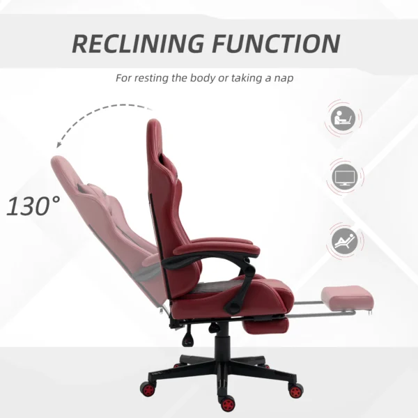 Adjustable High Back Gaming Chair Racing Office Recliner W/ Footrest, Pillow - Image 7