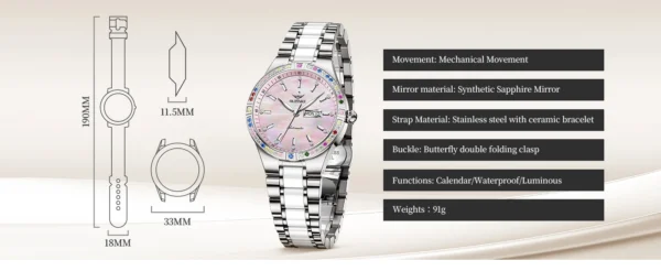 OUPINKE Women's Watches Imported Automatic Mechanical Watch Movement Luxury Top Brand Wrist watch for Ladies 2024 Trend - Image 20