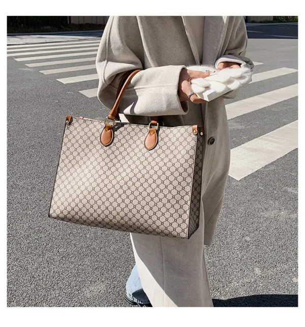 Large-capacity women's bags in Europe and the United States retro shoulder bag classic letters PU commuter handbags women - Image 28