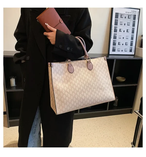Large-capacity women's bags in Europe and the United States retro shoulder bag classic letters PU commuter handbags women - Image 25