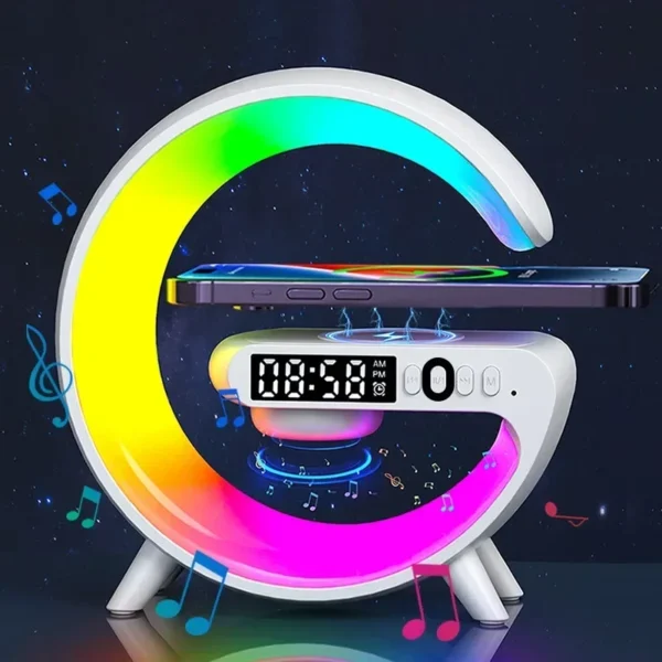 G Atmosphere Goodnight Light Wireless Charger Speaker Clock 6 Lighting Modes for iPhone 15 14 13 Samsung Fast Charging Station - Image 2