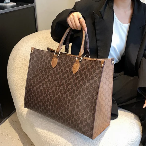 Large-capacity women's bags in Europe and the United States retro shoulder bag classic letters PU commuter handbags women - Image 23