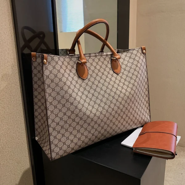 Large-capacity women's bags in Europe and the United States retro shoulder bag classic letters PU commuter handbags women - Image 11
