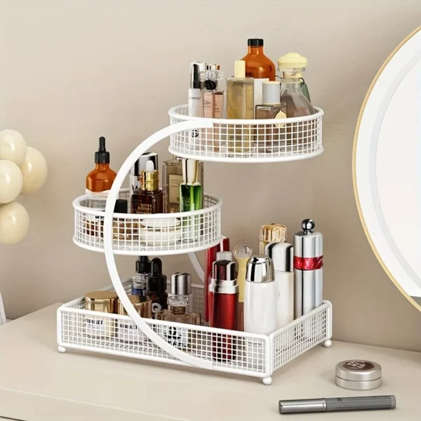 1pc Lightweight Varnished Metal Makeup Storage Rack - No - Installation, Ideal for Vanity Countertop, for Lipstick & Skincare - Image 2