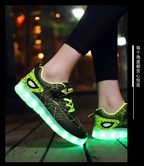 Kids Sneakers Light Up Skateboarding Shoes Fashion Spider Web Flat Walking Sports Shoes LED USB Charging Flashing Casual Shoes - Image 33