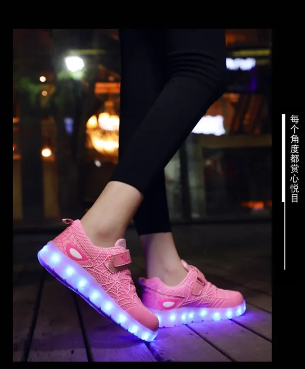 Kids Sneakers Light Up Skateboarding Shoes Fashion Spider Web Flat Walking Sports Shoes LED USB Charging Flashing Casual Shoes - Image 37
