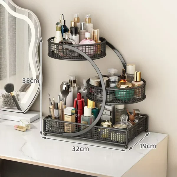 1pc Lightweight Varnished Metal Makeup Storage Rack - No - Installation, Ideal for Vanity Countertop, for Lipstick & Skincare - Image 7