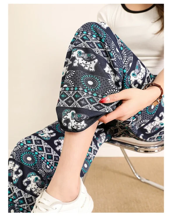 Women Wide Leg Pants High Waist Elephant Print Pant Summer Thin Straight Trousers Casual Bottoms Female Clothing 2023 Fashion - Image 22