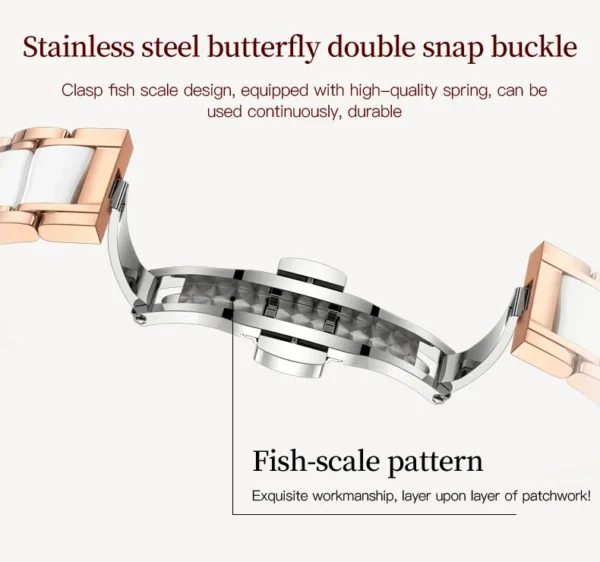 OUPINKE 3211 Women's Watch Elegant Rose Gold Diamond Ceramic Automatic Machinery Women's Watch Luxury Brand Women's Bracelet Set - Image 18