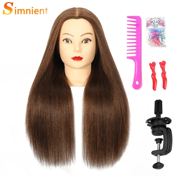100% Real Human Hair Doll Head For Hairstyle Professional Training Head Kit Mannequin Head Styling To Practice Hot Curl Iron St - Image 8