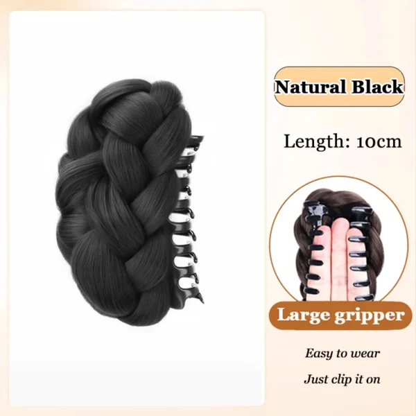 AOSIQUEEN Synthetic Fried Dough Twists Ball Hair Bun Claw Clip Flower Bud Head Fluffy Dished Hair Back Head Wig Bag for Women - Image 8