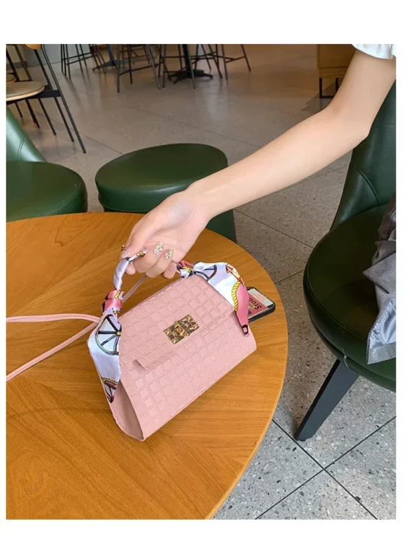 Women's Bag New Fashion Simple Plaid Embossed Crossbody Scarf Small Square Bag Single Shoulder Bag designer bags - Image 21