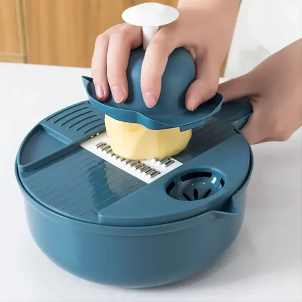 12 In 1 Multi-functional Vegetable Chopper Carrots Potatoes Manually Cut Shred Slicer Radish Grater with Container Kitchen Tools - Image 3