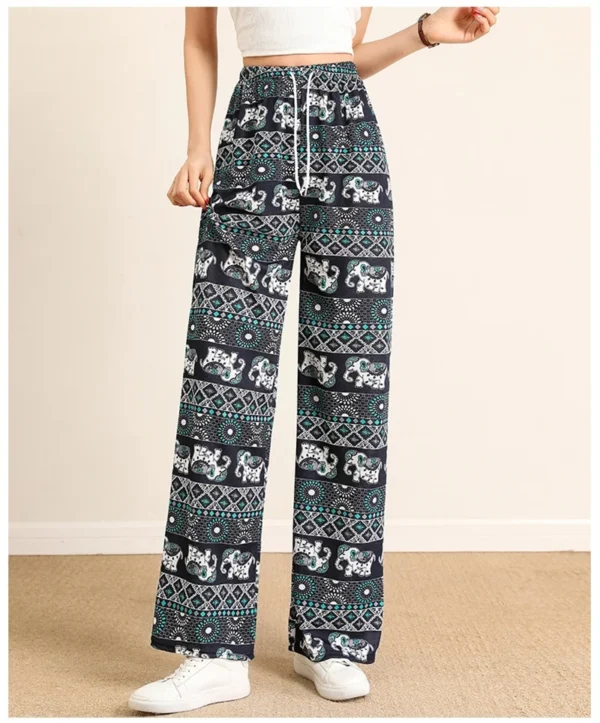 Women Wide Leg Pants High Waist Elephant Print Pant Summer Thin Straight Trousers Casual Bottoms Female Clothing 2023 Fashion - Image 24