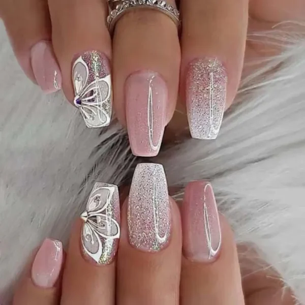 24pcs Gradient Fake Nails French Ballerina Nail Waterproof Faux Medium Coffin false nails Fingernails Press on Nails Tips - Image 9