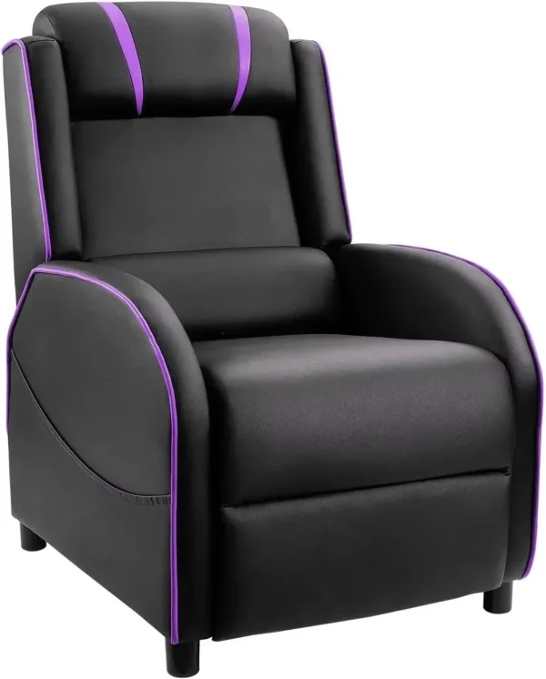 LED Gaming Massage Recliner Chair, Racing Style Single Living Room Sofa Comfortable Ergonomic Home Theater Seating, Chairs - Image 11