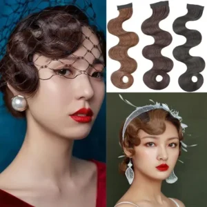 1 pcs synthetic Wig Vintage Women Cheongsam Wavy Fake Bangs Wig Antique Curly Hair Piece Hair Extension Headdress Styling