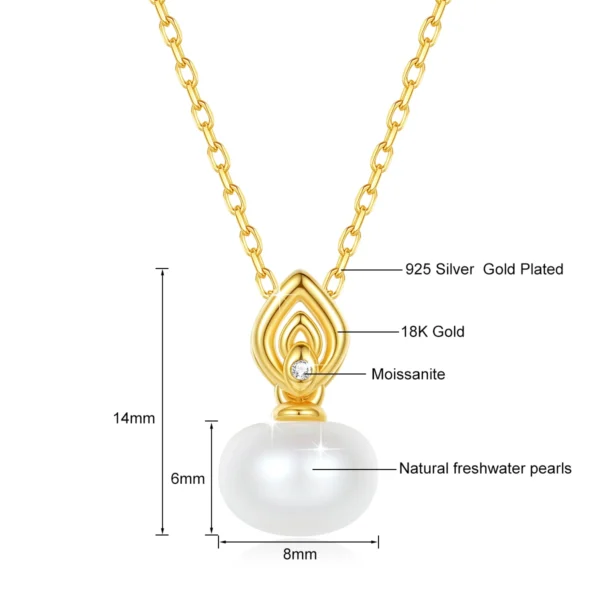 100% Real 18K Gold Pearl Necklace With Moissanite Stone Luxury AU750 K Gold Pendant Wedding Jewelry Gift With Certificate 2024 - Image 8
