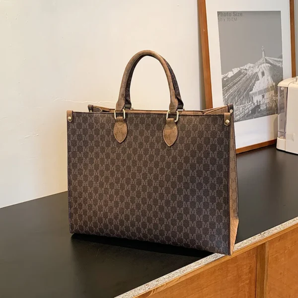Large-capacity women's bags in Europe and the United States retro shoulder bag classic letters PU commuter handbags women - Image 22