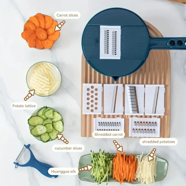12 In 1 Multi-functional Vegetable Chopper Carrots Potatoes Manually Cut Shred Slicer Radish Grater with Container Kitchen Tools - Image 2