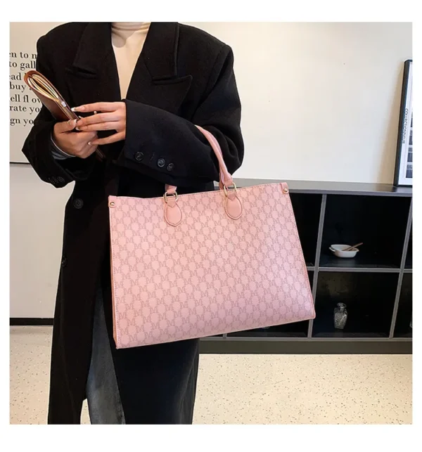 Large-capacity women's bags in Europe and the United States retro shoulder bag classic letters PU commuter handbags women - Image 27