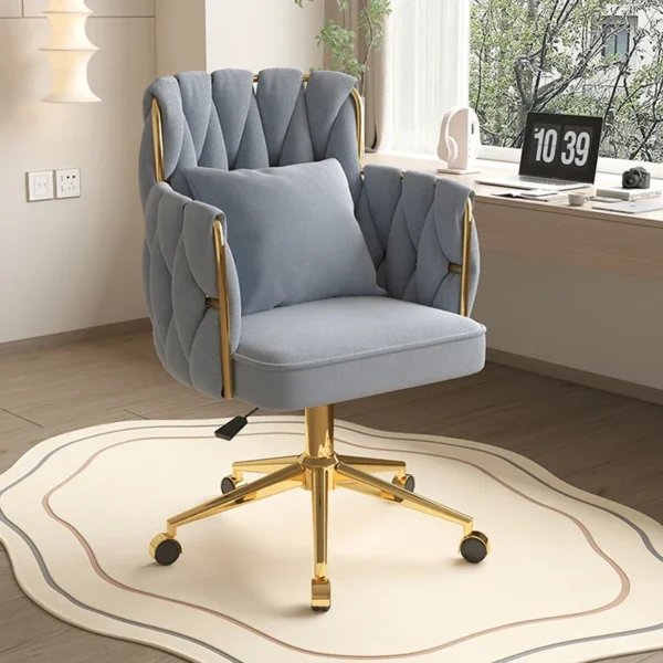 Light Luxury Velvet Office Chairs Modern Backrest Comfortable Chairs For Nail Salon Dressing Table Armchair Living Room Chair - Image 4