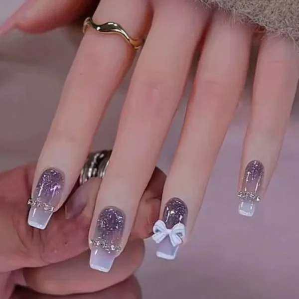 24pcs Gradient Fake Nails French Ballerina Nail Waterproof Faux Medium Coffin false nails Fingernails Press on Nails Tips - Image 20