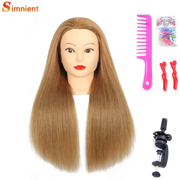 100% Real Human Hair Doll Head For Hairstyle Professional Training Head Kit Mannequin Head Styling To Practice Hot Curl Iron St - Image 12