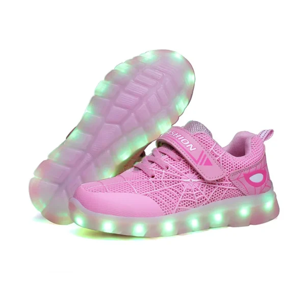 Kids Sneakers Light Up Skateboarding Shoes Fashion Spider Web Flat Walking Sports Shoes LED USB Charging Flashing Casual Shoes - Image 8