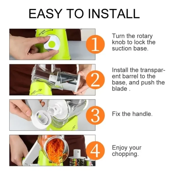 Slicing Grater Manual Rotary 3 In 1 Cheese Grater Food Blender Stainless Steel Potato Slice Chopper Processor Kitchen Accessorie - Image 5