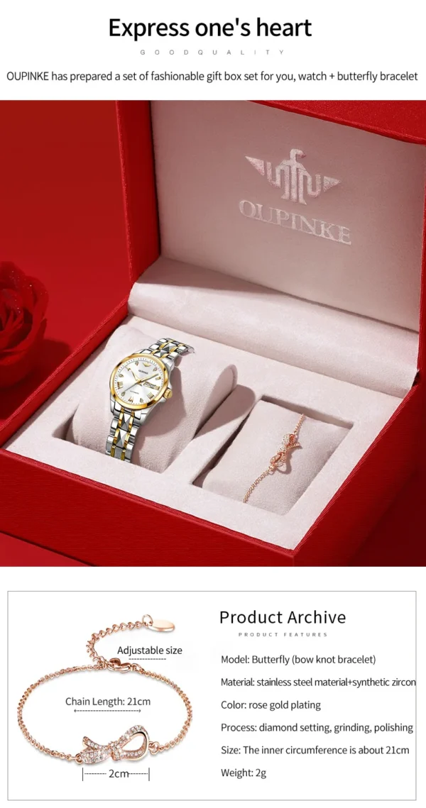 OUPINKE 3171 Automatic Watch for Women Top Brands Tungsten steel Sapphire Waterproof Luxury Wristwatch Women's Mechanical Watch - Image 5