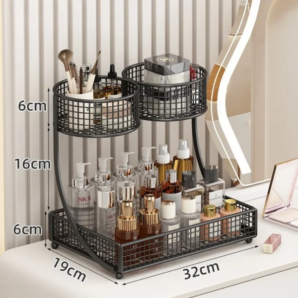1pc Lightweight Varnished Metal Makeup Storage Rack - No - Installation, Ideal for Vanity Countertop, for Lipstick & Skincare - Image 12