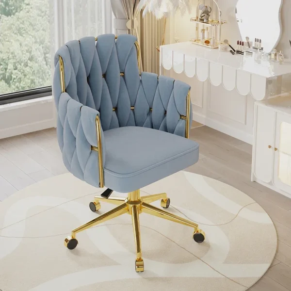 Light Luxury Velvet Office Chairs Modern Backrest Comfortable Chairs For Nail Salon Dressing Table Armchair Living Room Chair - Image 14