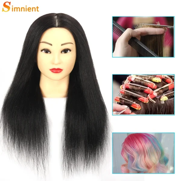 100% Real Human Hair Doll Head For Hairstyle Professional Training Head Kit Mannequin Head Styling To Practice Hot Curl Iron St - Image 6