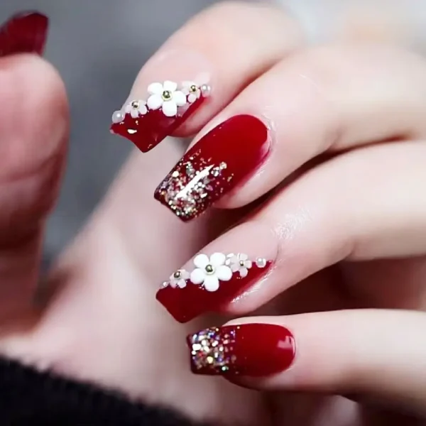 24pcs Gradient Fake Nails French Ballerina Nail Waterproof Faux Medium Coffin false nails Fingernails Press on Nails Tips - Image 22