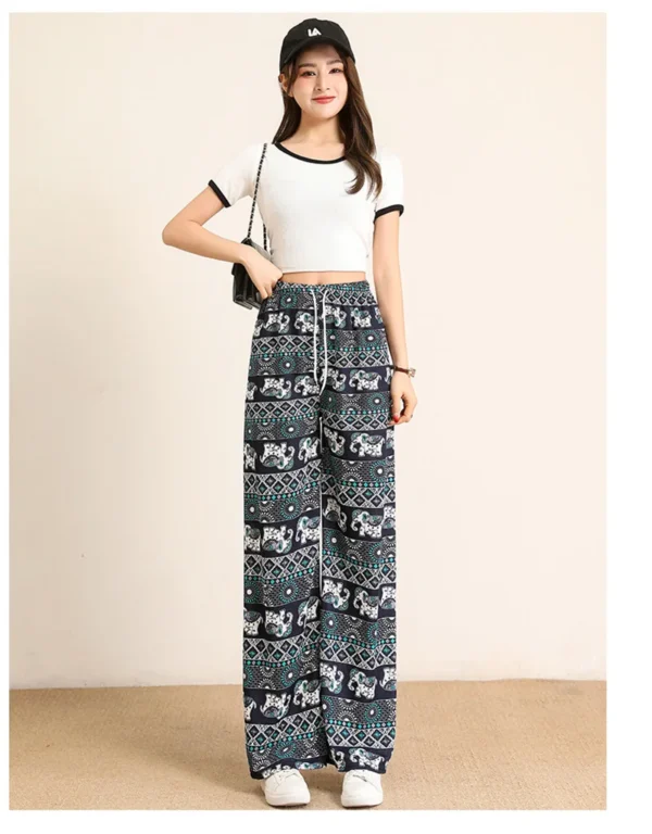 Women Wide Leg Pants High Waist Elephant Print Pant Summer Thin Straight Trousers Casual Bottoms Female Clothing 2023 Fashion - Image 26