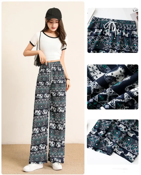 Women Wide Leg Pants High Waist Elephant Print Pant Summer Thin Straight Trousers Casual Bottoms Female Clothing 2023 Fashion - Image 15
